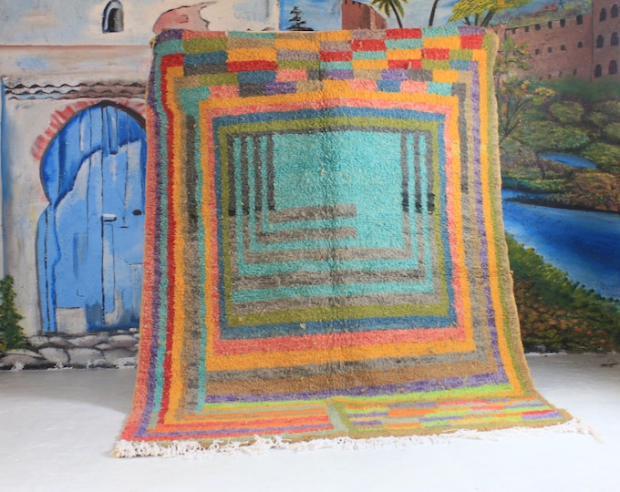 Custom Fabulous Azilal Rug, Authentic Moroccan Rug, Azilal rug, Abstract Multicolored Carpet, Handmade Moroccan Rug, Bohemian rug