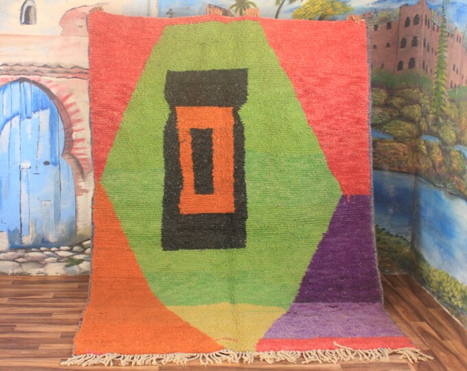 Custom Fabulous Boujad Rug, Authentic Moroccan Rug, Abstract Multicolored Carpet, Handmade Moroccan Rug, Bohemian rug