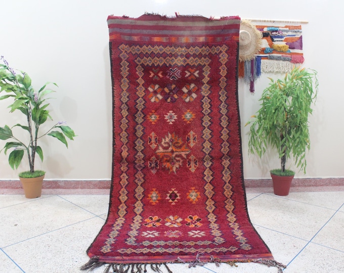 Amazing Multicolored Rug - Vintage Fabulous Boujaad Rug - Handmade Rug - Moroccan Berber Rug - Traditional Moroccan Carpet - 3.8x8.3ft