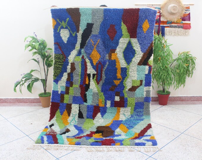 Custom Fabulous Boujad Rug, Authentic Moroccan Rug, Azilal rug, Abstract Multicolored Carpet, Handmade Moroccan Rug, Bohemian rug