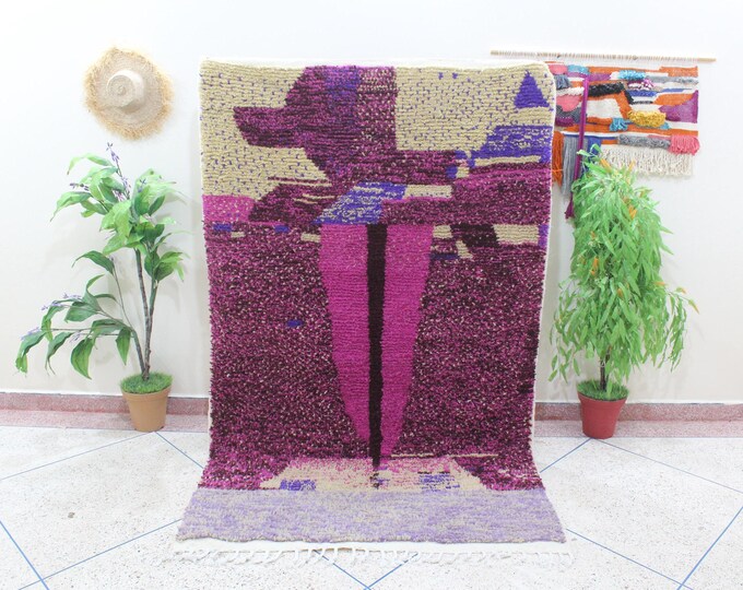 colorful moroccan rug, custom fabulous boujad rug, azilal rug, abstract Purple carpet, handmade moroccan rug, bohemian rug
