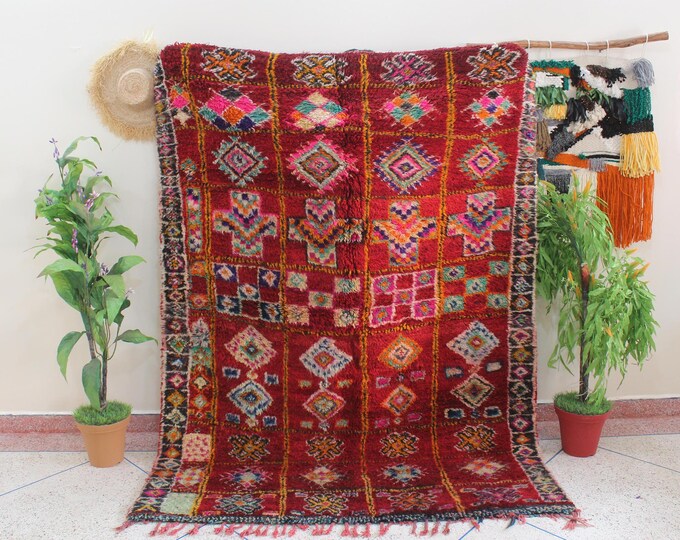 Moroccan Red rug - Traditional Moroccan rug - Moroccan Vintage rug - Rug for living room - Tapis Berber