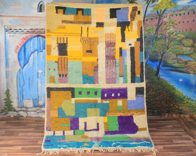 colorful moroccan rug, custom fabulous boujad rug, azilal rug, abstract multicolored carpet, handmade moroccan rug, bohemian rug