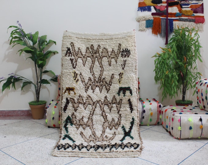 Moroccan rug, handmade beni ourain rug, Minimalistic wool rug, Vintage rug, Berber area rug, tapis marocain, wool rug