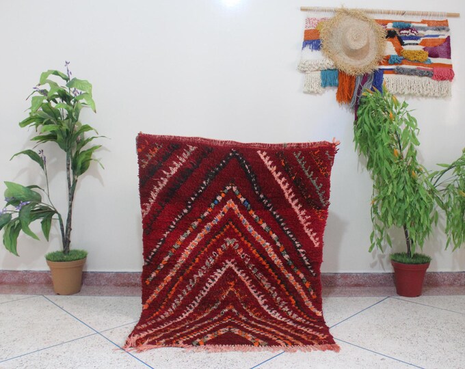 Vintage Beni Mguild rug, Authentic Moroccan Rug 3x4 ft