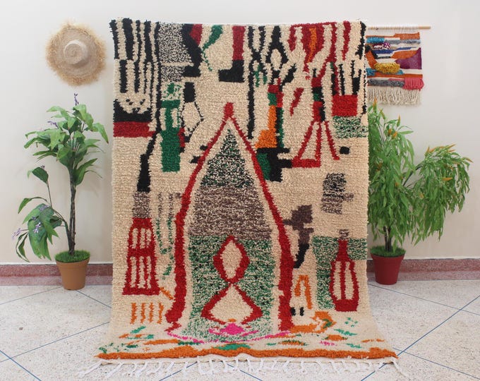 Custom Fabulous Boujad Rug, Authentic Moroccan Rug, Azilal rug, Abstract Multicolored Carpet, Handmade Moroccan Rug, Bohemian rug