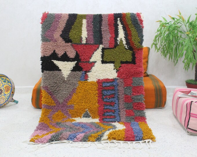 colorful moroccan rug, custom fabulous boujad rug, azilal rug, abstract multicolored carpet, handmade moroccan rug, bohemian rug