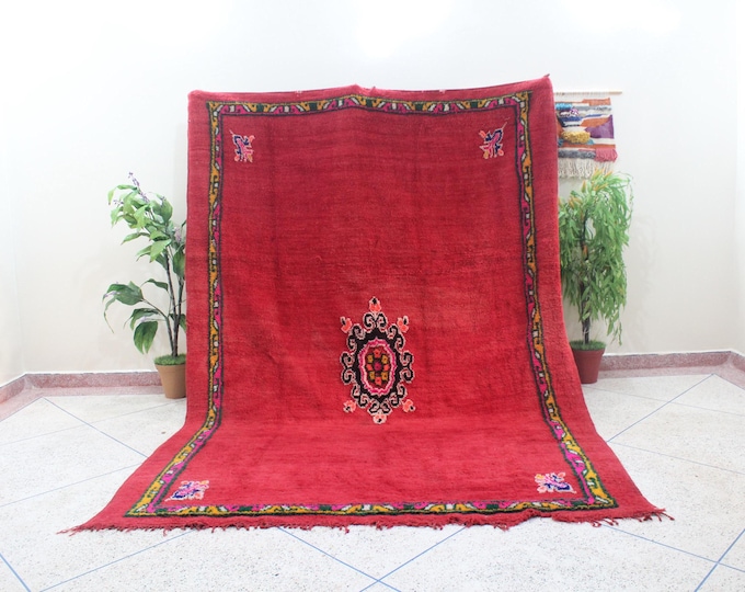 Moroccan rug, handmade Boujad rug, Minimalistic wool rug, Vintage rug, Berber area rug, tapis marocain, wool rug