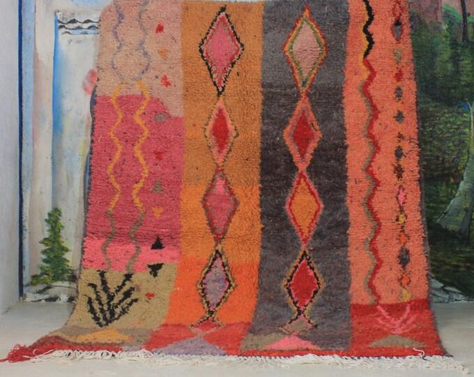 Custom Fabulous Boujad Rug, Authentic Moroccan Rug, Abstract Multicolored Carpet, Handmade Moroccan Rug, Bohemian rug