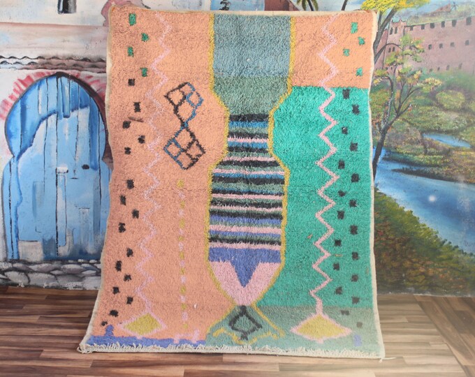 colorful moroccan rug, custom fabulous boujad rug, azilal rug, abstract multicolored carpet, handmade moroccan rug, bohemian rug