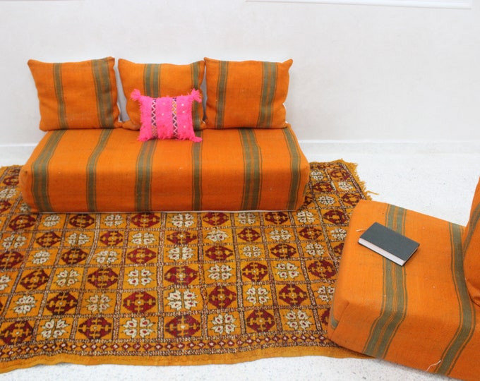Moroccan sofa, Moroccan Floor sofa, Moroccan floor couch, set of floor sofa pillows pouf, floor pillows, floor pouf