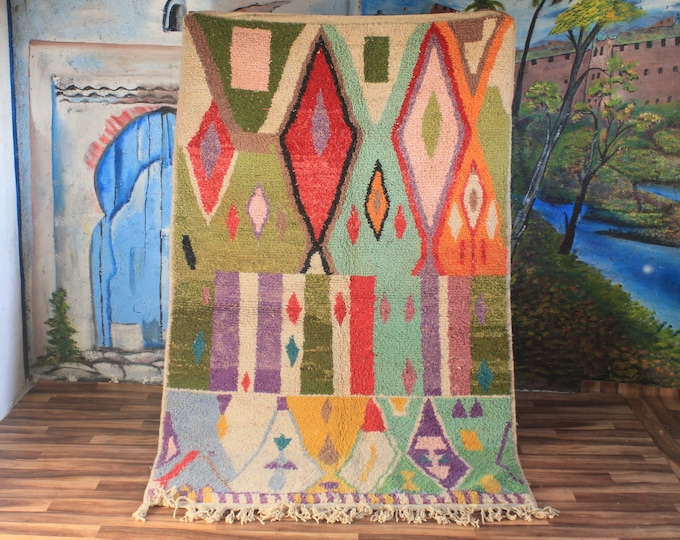 Colorful Moroccan Rug, Custom Fabulous Boujad Rug, Abstract Multicolored Carpet, Handmade Moroccan Rug, Bohemian rug