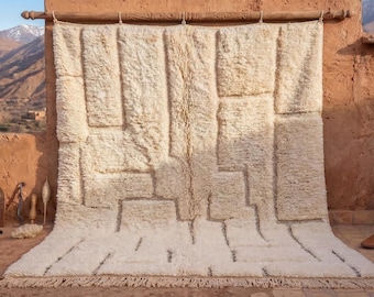 Handmade Wool Shag Carpet, Authentic Moroccan Berber Style Living Room Rug