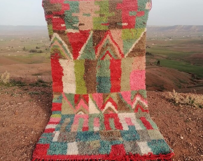 Custom Fabulous Boujad Rug, Authentic Moroccan Rug, Abstract Multicolored Carpet, Handmade Moroccan Rug, Bohemian rug