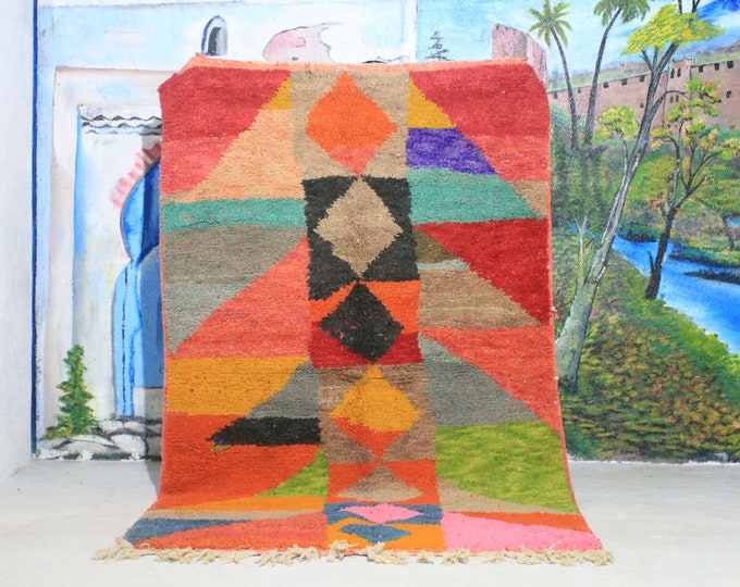 Custom Fabulous Boujad Rug, Authentic Moroccan Rug, Abstract Multicolored Carpet, Handmade Moroccan Rug, Bohemian rug