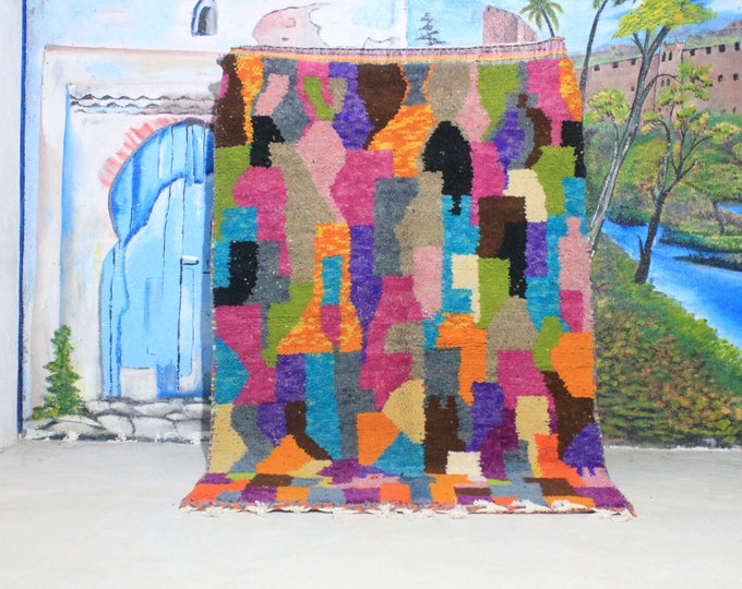 Custom Fabulous Boujad Rug, Authentic Moroccan Rug, Abstract Multicolored Carpet, Handmade Moroccan Rug, Bohemian rug