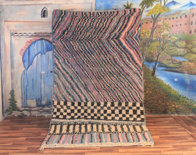 colorful moroccan rug, custom fabulous boujad rug, azilal rug, abstract multicolored carpet, handmade moroccan rug, bohemian rug