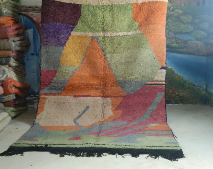 Custom Fabulous Boujad Rug, Authentic Moroccan Rug, Abstract Multicolored Carpet, Handmade Moroccan Rug, Bohemian rug