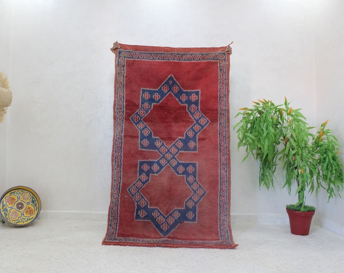Vintage Beni Mguild rug, Authentic Moroccan Rug 3x6 ft