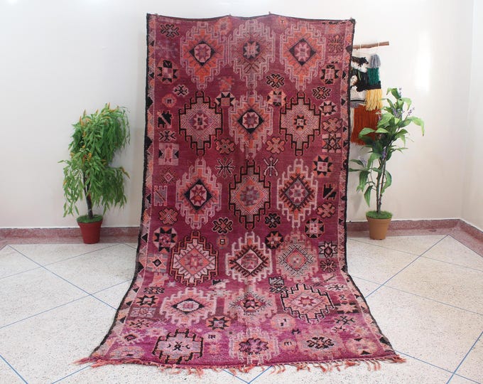 Authentic vintage moroccan rug - Rehamna - 5x11feet / 167x348cm - Collector tribal rug, long rug, traditional design in red