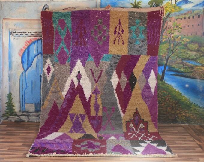 Amazing Multicolored Rug - Custom Fabulous Boujaad Rug - Handmade Rug - Moroccan Berber Rug - Traditional Moroccan Carpe