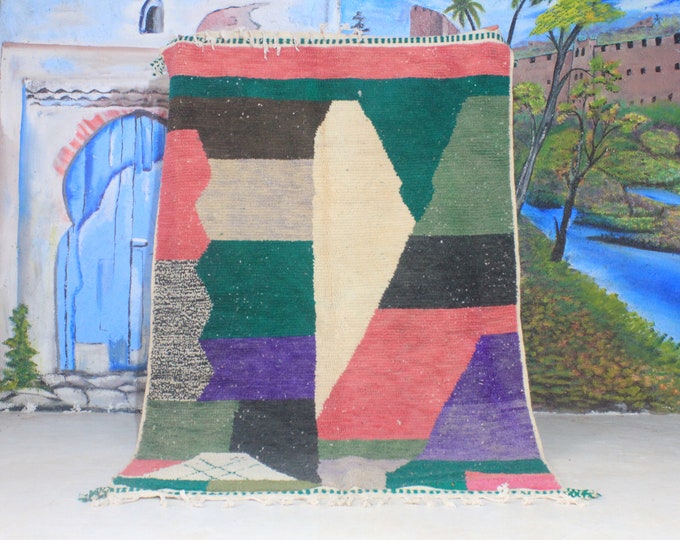 Custom Fabulous Boujad Rug, Authentic Moroccan Rug, Abstract Multicolored Carpet, Handmade Moroccan Rug, Bohemian rug