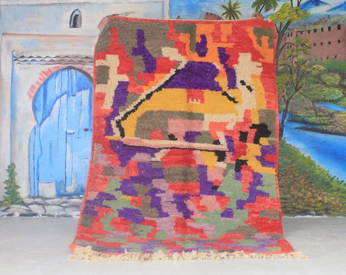 Custom Fabulous Boujad Rug, Authentic Moroccan Rug, Abstract Multicolored Carpet, Handmade Moroccan Rug, Bohemian rug