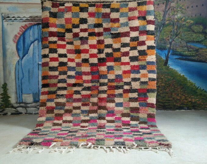 Custom Fabulous Boujad Rug, Authentic Moroccan Rug, Abstract Multicolored Carpet, Handmade Moroccan Rug, Bohemian rug
