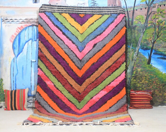 Authentic Moroccan Rug, Custom Fabulous Boujad Rug, Azilal rug, Abstract Multicolored Carpet, Handmade Moroccan Rug, Bohemian Rug