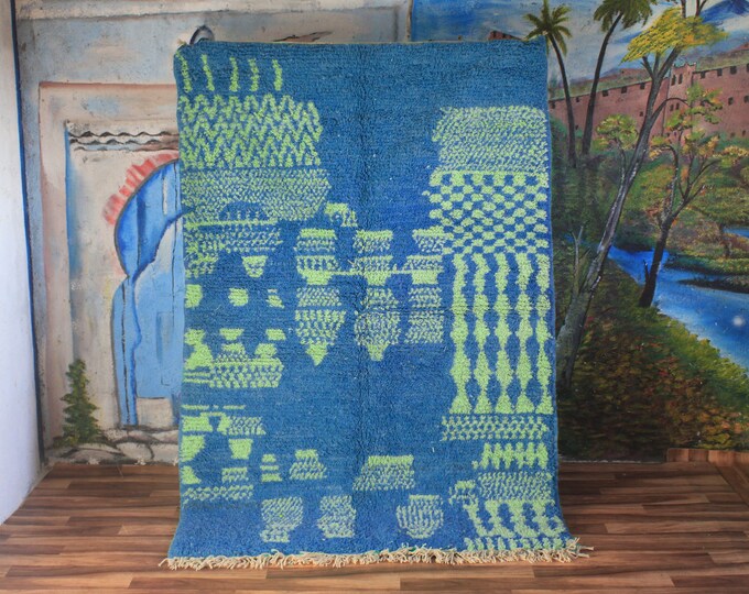 Custom Blue Boujaad rug, Morrocan rug, Soft shag wool rug, Moroccan Berber rug, Bohemian rug, Custom sized rug in All Sizas