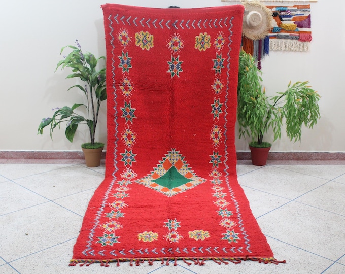 Moroccan rug, handmade Boujad rug, Minimalistic wool rug, Vintage rug, Berber area rug, tapis marocain, wool rug
