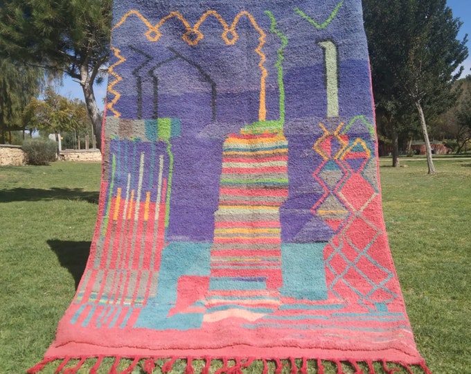 Custom Fabulous Boujad Rug, Authentic Moroccan Rug, Abstract Multicolored Carpet, Handmade Moroccan Rug, Bohemian rug