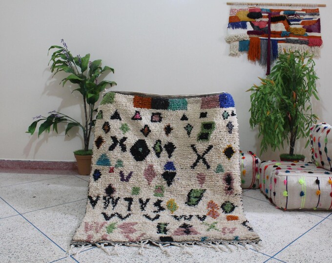 Moroccan Blue rug, White Blue rug Authentic Moroccan rug, Berber carpet, Genuine Wool rug, Handmade rug, Beni ourain style