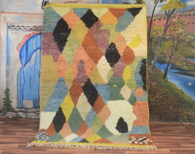 Authentic Moroccan Rug, Custom Fabulous Boujad Rug, Azilal rug, Abstract Multicolored Carpet, Handmade Moroccan Rug, Bohemian Rug