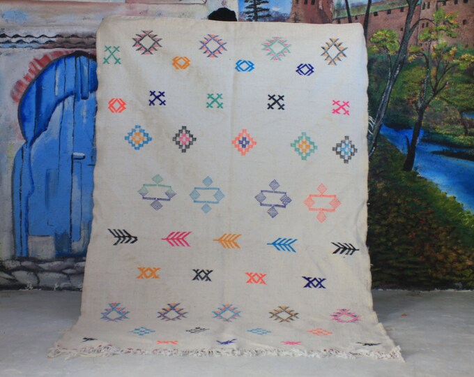 morocco rug, Moroccan Kilim Rug, white Kilim Rug, Moroccan Rug, Handmade Rug, Area Rug, Boho Rug, Bohemian Decor, Bedroom Rug