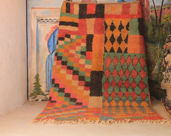 Custom Fabulous Boujad Rug, Authentic Moroccan Rug, Abstract Multicolored Carpet, Handmade Moroccan Rug, Bohemian rug