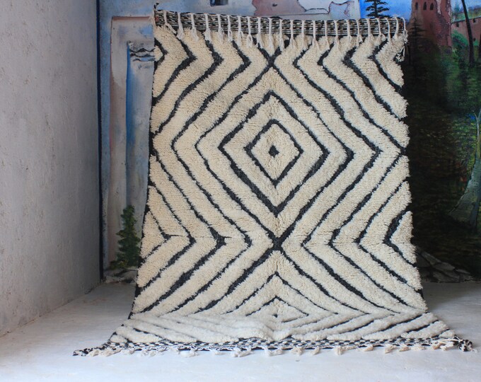 moroccan rug custom beni ouarain - authentic beni ourain rug, moroccan beni rug, natural wool area rug, handmade furniture