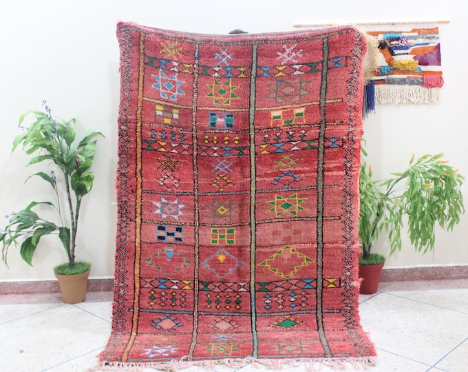 Moroccan rug, handmade Boujad rug, Minimalistic wool rug, Vintage rug, Berber area rug, tapis marocain, wool rug