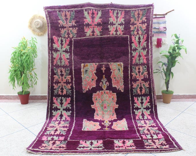 Vintage Painting, Moroccan Handmade Rug, purple pink, Living Room Rug, Authentic Handmade Carpet, Boujaad Rug, Handwoven Rug, Handmade gifts