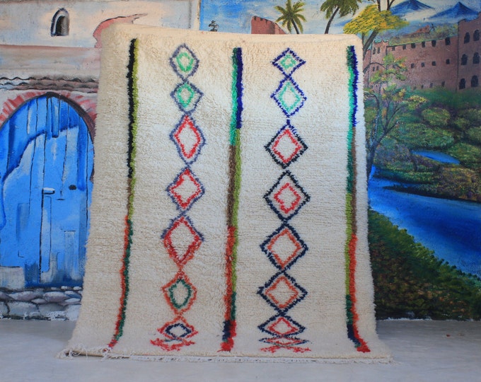 custom fabulous boujad rug, authentic moroccan rug, azilal rug, abstract multicolored carpet, handmade furniture, bohemian rug