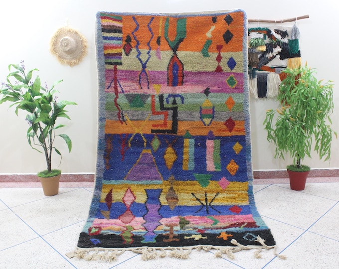 Gorgeous Boujaad Custom rugs living room -Berber Orange rug -Amazing Multicolored Rug-Handmade Wool Rug-Berber Carpet-Genuine Wool Rug