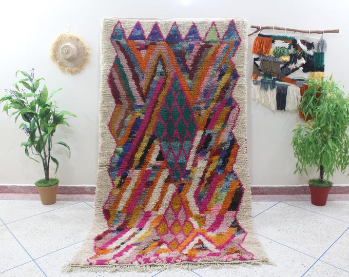colorful Moroccan rug, fabulous boujad rug, azilal rug, abstract multicolored carpet, handmade Moroccan rug, bohemian rug