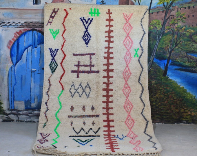 custom fabulous boujad rug, authentic moroccan rug, azilal rug, abstract multicolored carpet, handmade furniture, bohemian rug