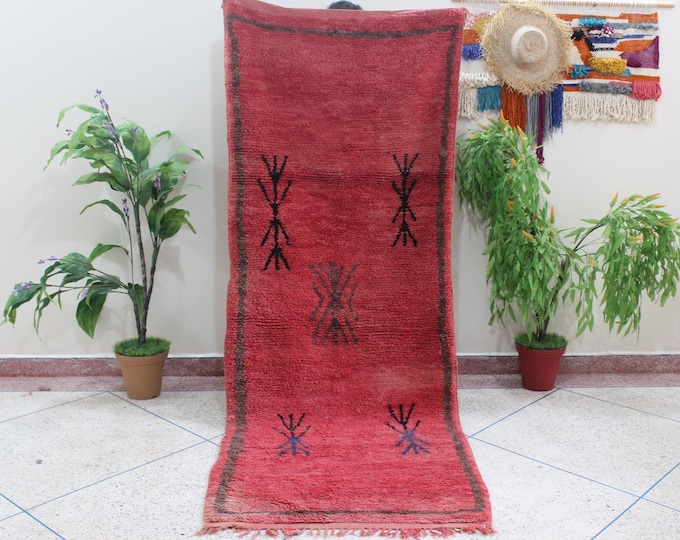 Moroccan Red rug, Authentic Moroccan rug, Berber carpet, Genuine Wool rug, Handmade rug, Beni ourain style