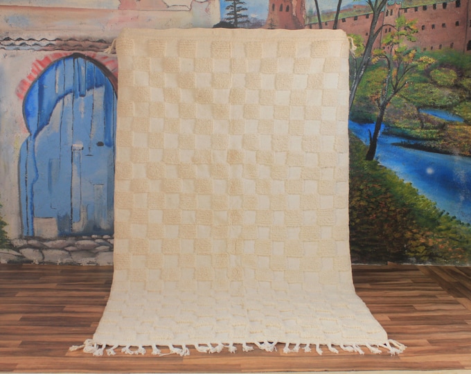 Moroccan Handmade rug ,Beni ourain style Morocco wool Berber Rug, modern rug, Hand woven rug, Azilal Berber style