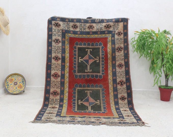 Gorgeous Boujaad Rug 7 ft x 5 ft, Moroccan Handmade Carpet, Berber Rug, Abstract Rug, boujad rug, Authentic Rug