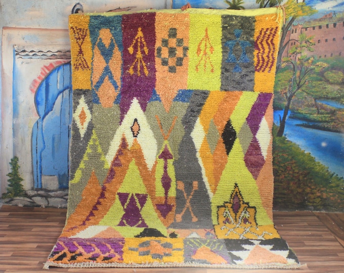 Amazing Multicolored Rug - Custom Fabulous Boujaad Rug - Handmade Rug - Moroccan Berber Rug - Traditional Moroccan Carpe