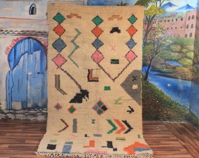 moroccan multi-colors rug, beni ourain orange rug, wool berber rug, custom rug, handmade rug, wool rug