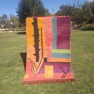 Custom Fabulous Boujad Rug, Authentic Moroccan Rug, Abstract Multicolored Carpet, Handmade Moroccan Rug, Bohemian rug