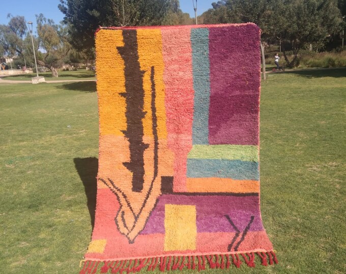 Custom Fabulous Boujad Rug, Authentic Moroccan Rug, Abstract Multicolored Carpet, Handmade Moroccan Rug, Bohemian rug
